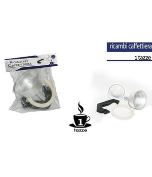 Kit 4pz Ricambi Filtro Guarnizione Manico Imbuto Caffettiera Moka Misura 1 Tazza         