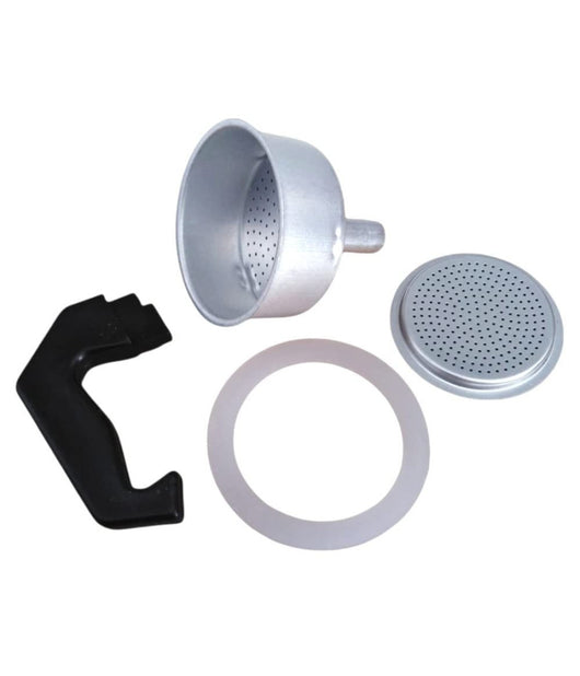 Kit 4pz Ricambi Filtro Guarnizione Manico Imbuto Caffettiera Moka Misura 1 Tazza         