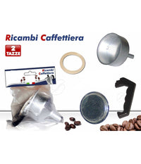 Kit 4pz Ricambi Filtro Guarnizione Manico Imbuto Caffettiera Moka Misura 2 Tazze         
