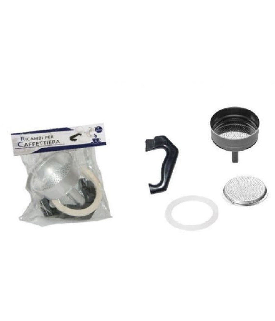 Kit 4pz Ricambi Filtro Guarnizione Manico Imbuto Caffettiera Moka Misura 2 Tazze         