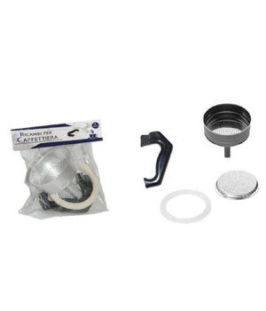 Kit 4pz Ricambi Filtro Guarnizione Manico Imbuto Caffettiera Moka Misura 2 Tazze         