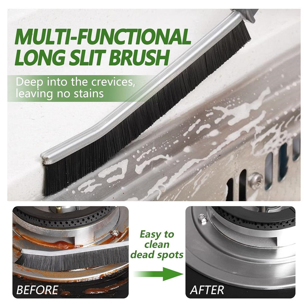 Trade Shop - Kit 4pz Spazzola Per Pulizia Fessure Di Bagno Cucina Della Pista Di Finestra Porta         