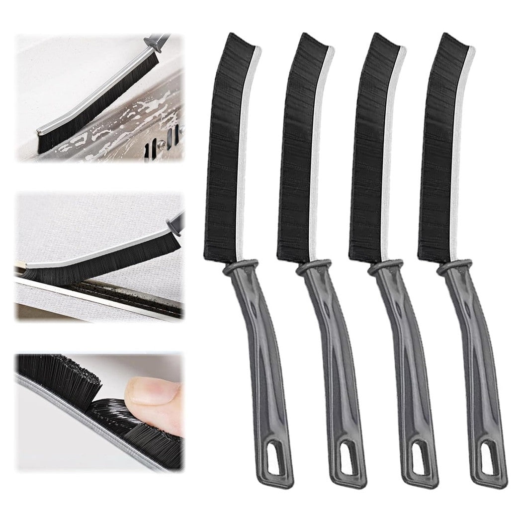 Trade Shop - Kit 4pz Spazzola Per Pulizia Fessure Di Bagno Cucina Della Pista Di Finestra Porta         