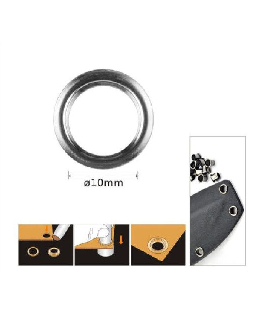 Kit 50pz Occhiello Occhielli Metallici Foro à¸10mm In Metallo Argento Pelle 90928         