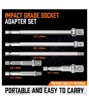 Kit 6 Adattatori Chiavi A Bussola Quadrate Impatto Percussione 1/4-3/8-1/2" 96033         