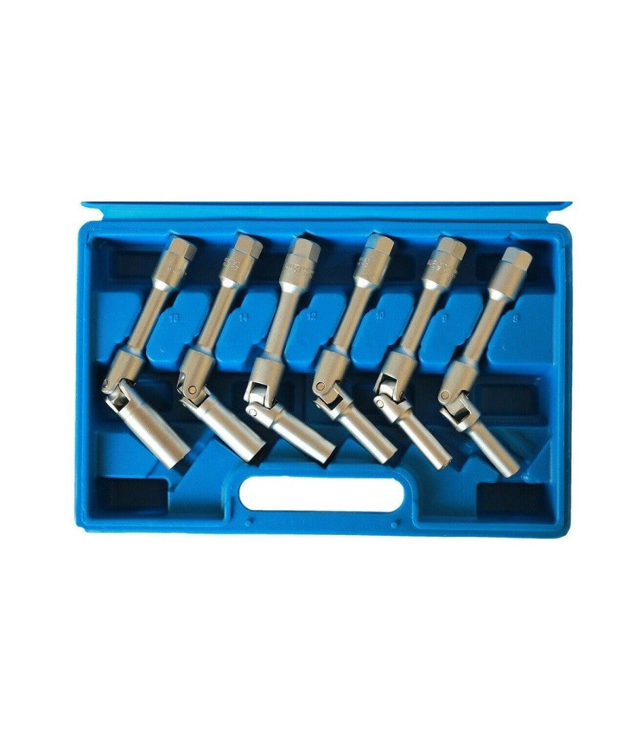 Kit 6 Chiavi Bussola Snodate Per Candelette Auto Diesel Da 8 A 16 Mm 3/8" 160mm         