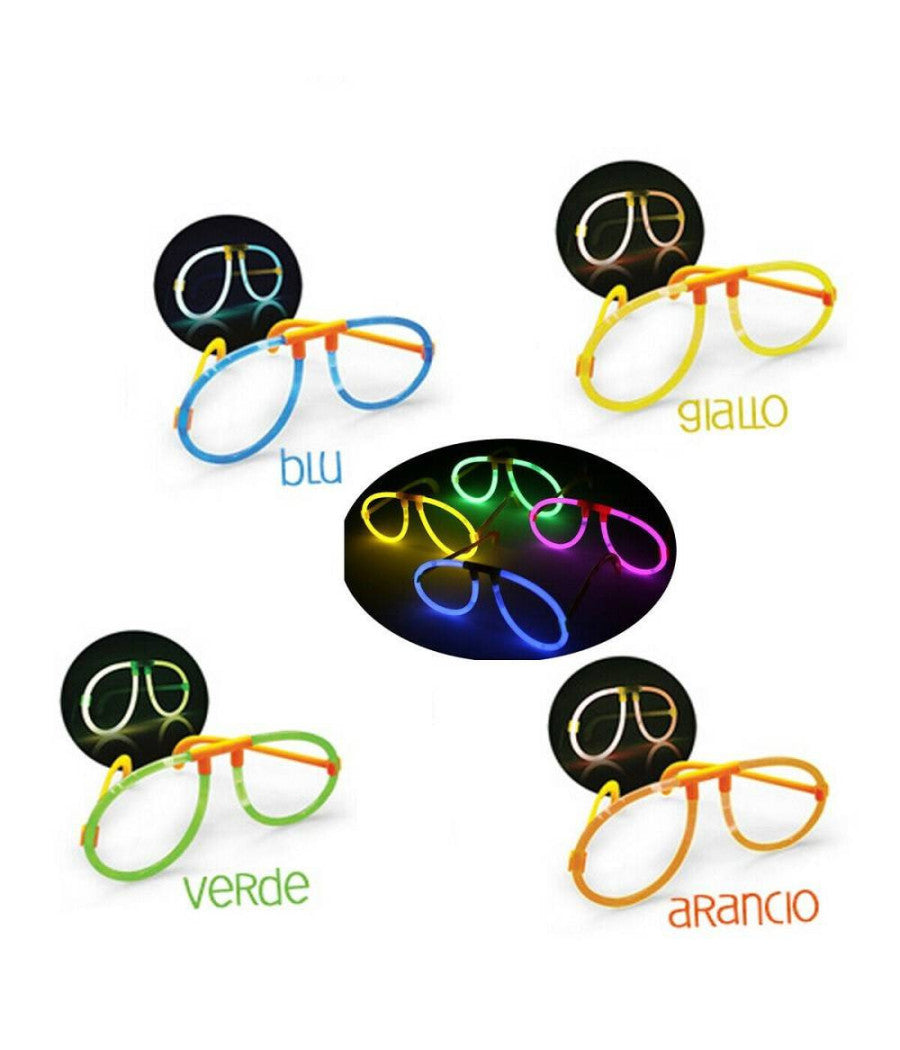 Kit 6 Pezzi Occhiali Luminosi Starlight Party Fluo Concerti Feste Fluorescente         