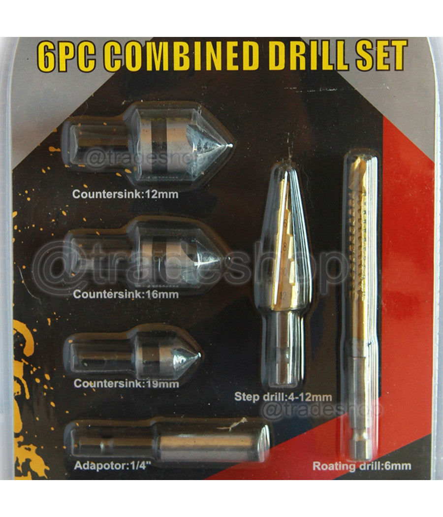 Kit 6 Punte Frese Conica Allargafori Per Trapano Avvitatore Scalino Filettante         