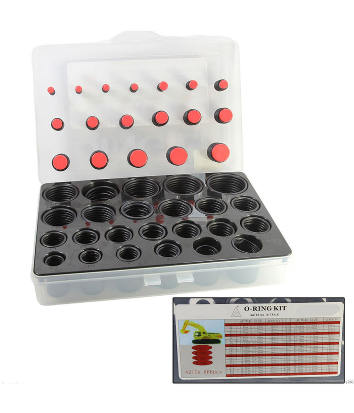 Kit 666 Pz Guarnizioni O'ring 42 Misure Diverse Oring Anelli Gommini Neri O-ring         