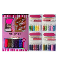 Kit 6pz Decorazioni Unghie+lima+colla+spingicuticole Glitter Polverina Strass Nail Art         