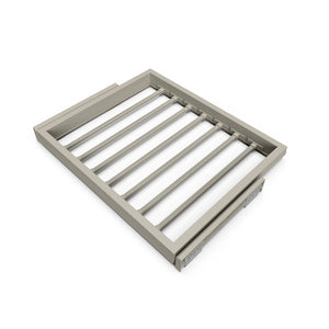 Kit 7 aste per pantaloni e telaio con guide a chiusura morbida per armadio, regolabile, modulo 600mm, Grigio pietra