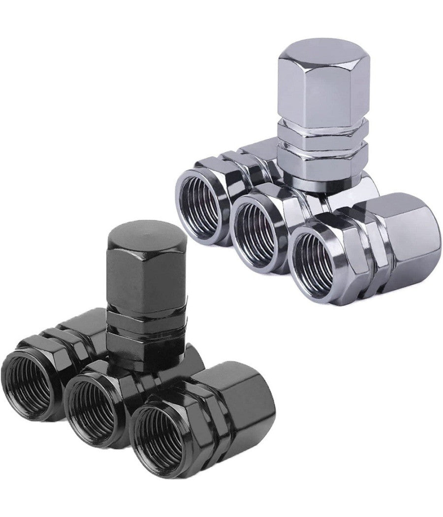 Kit 8pz Tappi Stelo Valvola In Alluminio Cappucci Pneumatici Auto Universali Moto         