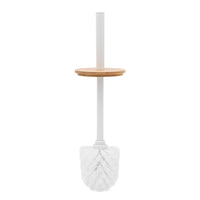 Kit accessori bagno scopino e pattumiera bianco in acciaio e bambù Haiti