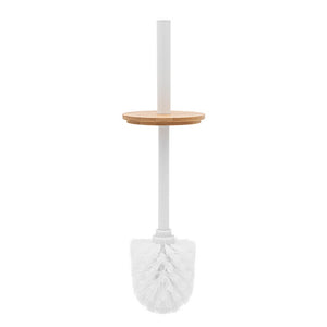 Kit accessori bagno scopino e pattumiera bianco in acciaio e bambù Haiti