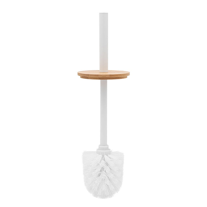 Kit accessori bagno scopino e pattumiera bianco in acciaio e bambù Haiti