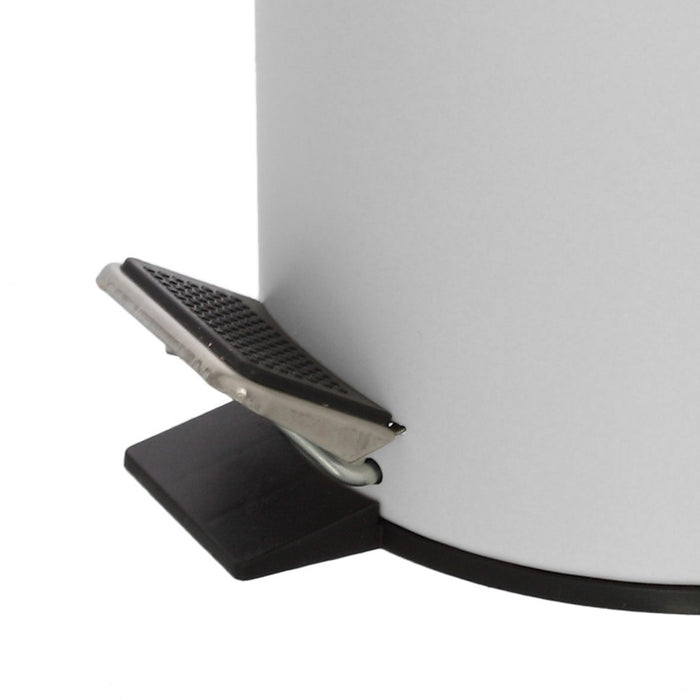 Kit accessori bagno scopino e pattumiera bianco in acciaio e bambù Haiti