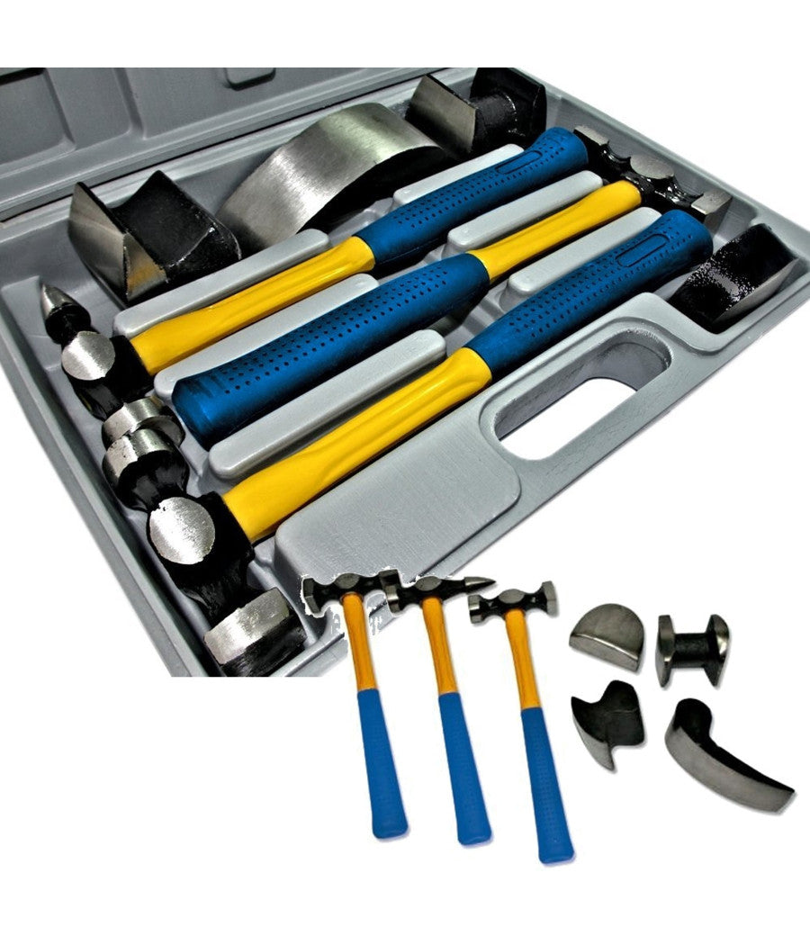 Kit Accessori X Carrozziere Carrozzerie Attrezzi 4 Tassi 3 Martelli In Valigia         