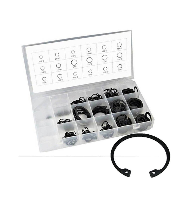 Kit Anelli Elastici Seeger Set Box Da 300 Pz Diverse Misure Fermi Assiale Becco         
