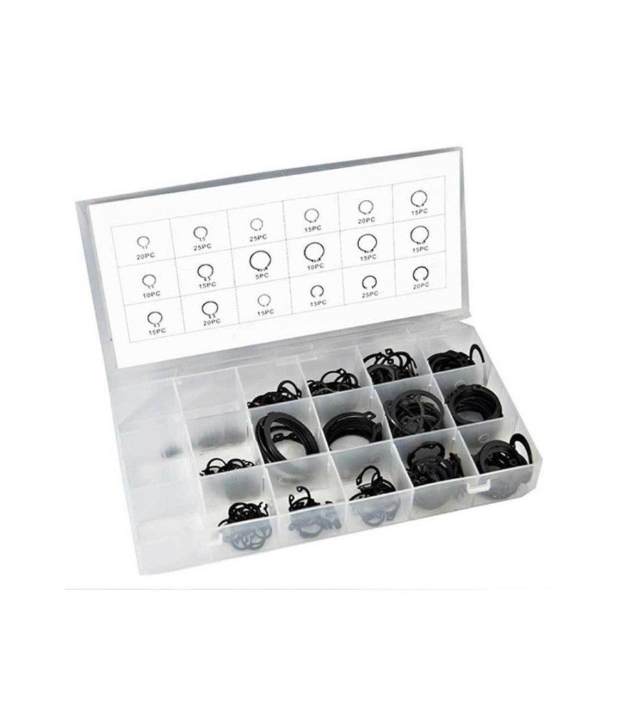 Kit Anelli Elastici Seeger Set Box Da 300 Pz Diverse Misure Fermi Assiale Becco         