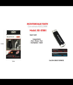 Kit Auricolari Con Jack 3,5mm Adattatore Bluetooth Smartphone Maxtech Ad-bt001         