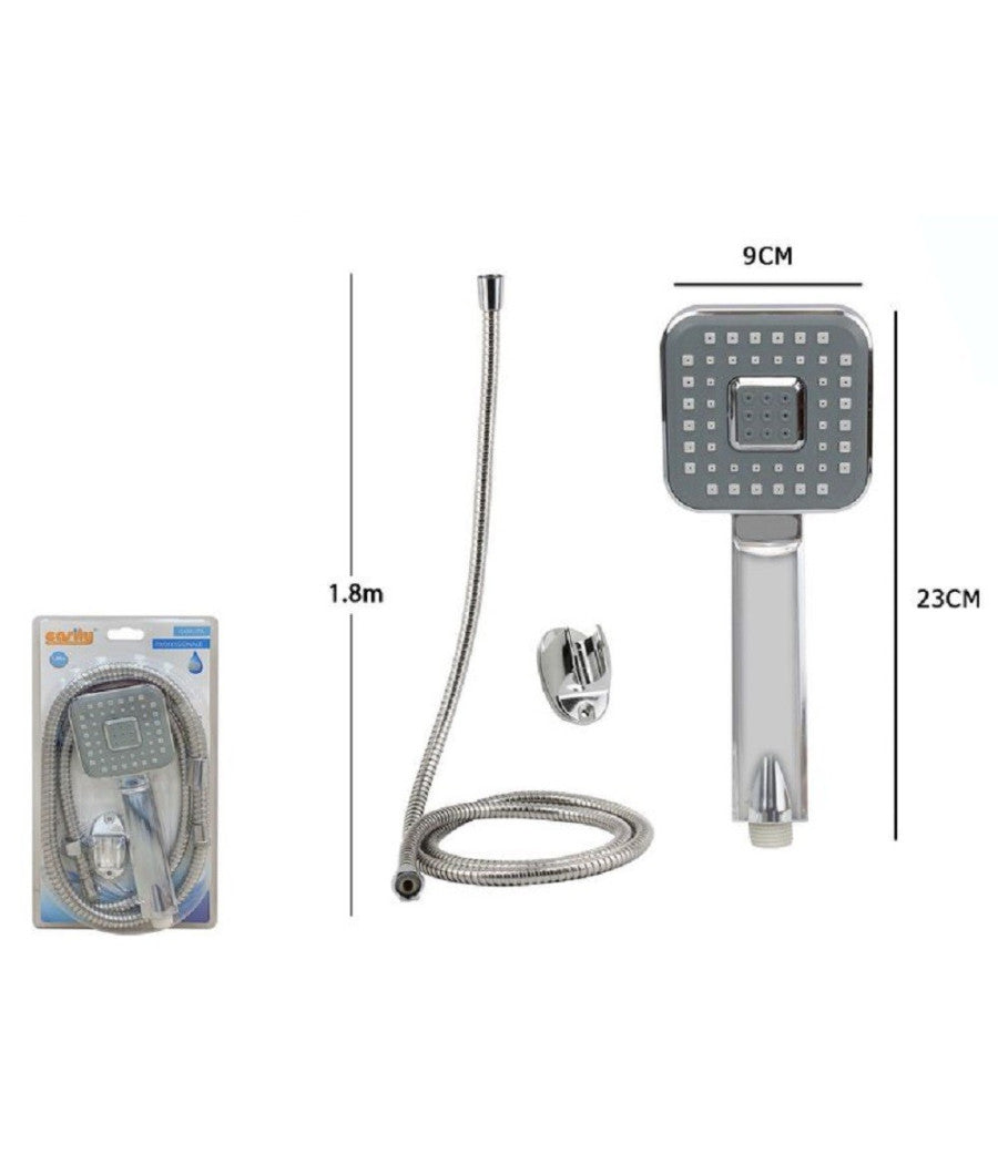 Kit Bagno Doccetta Doccino Soffione Doccia Quadrato Laccio 1,8 Mt Staffa 59167         