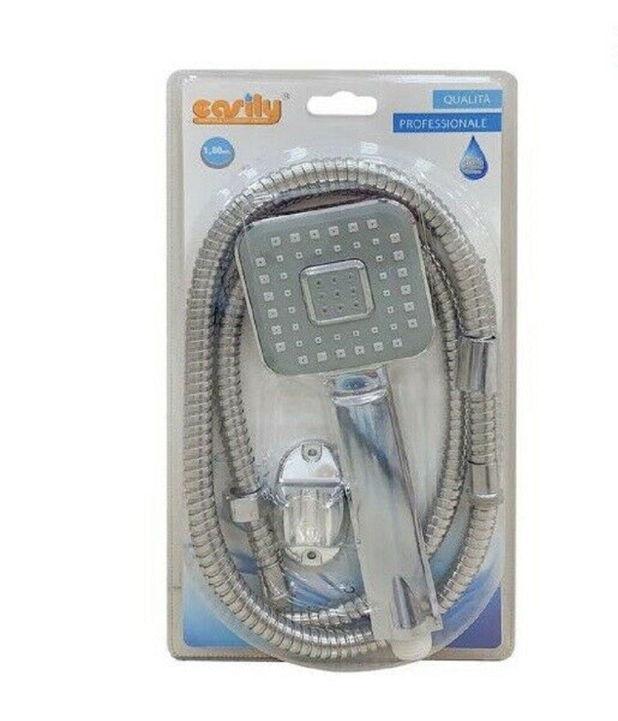 Kit Bagno Doccetta Doccino Soffione Doccia Quadrato Laccio 1,8 Mt Staffa 59167         