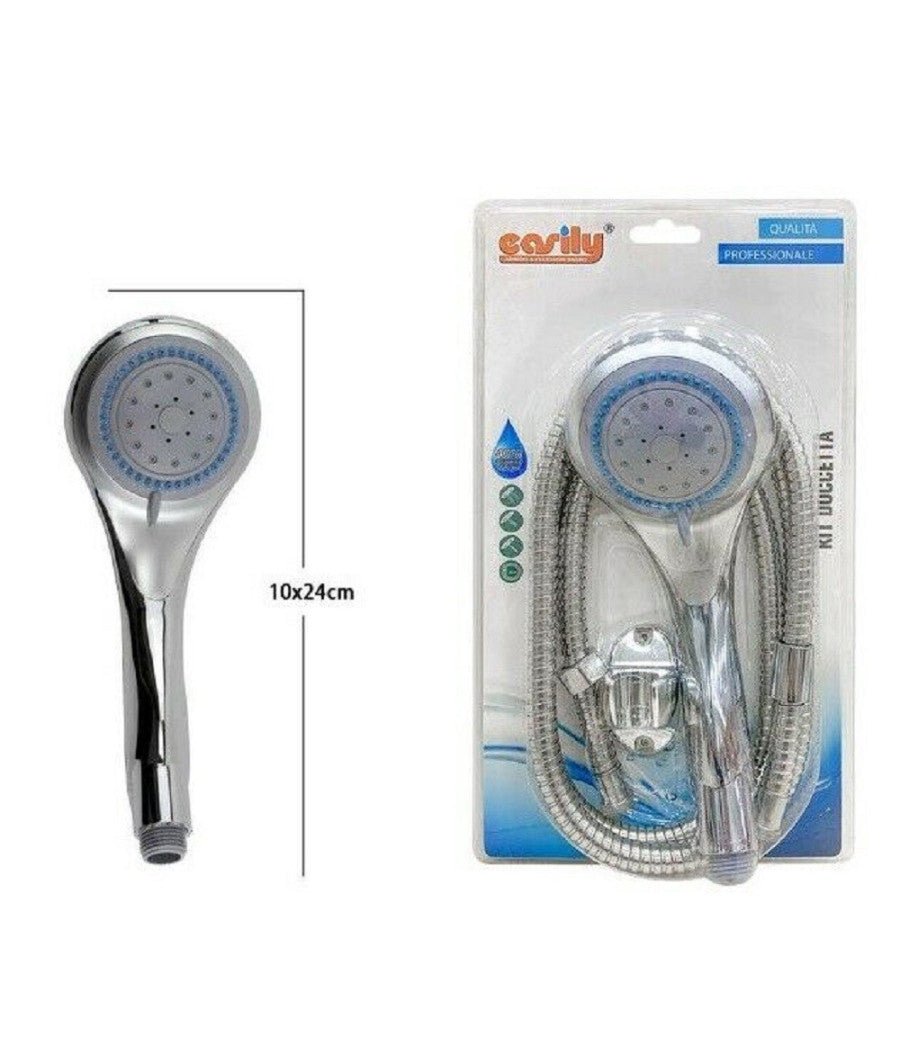 Trade Shop - Kit Bagno Doccetta Doccino Soffione Tondo Doccia Con Laccio 1,8 Mt Staffa 69039 -