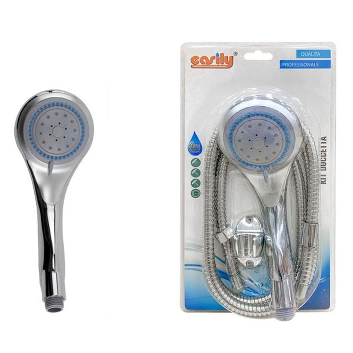 Trade Shop - Kit Bagno Doccetta Doccino Soffione Tondo Doccia Con Laccio 1,8 Mt Staffa 69039 -