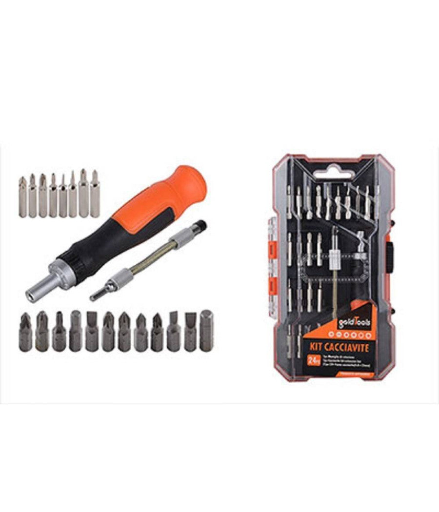 Kit Cacciavite A Cricchetto Con Flessibile 24pz Inserti Intercambiabili Magnetico         