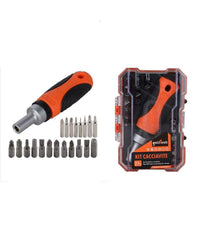 Kit Cacciavite Cricchetto Multiuso 27 Pz Magnetico Con Manico Antiscivolo 92187         