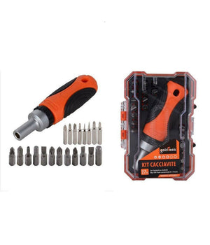 Kit Cacciavite Cricchetto Multiuso 27 Pz Magnetico Con Manico Antiscivolo 92187         