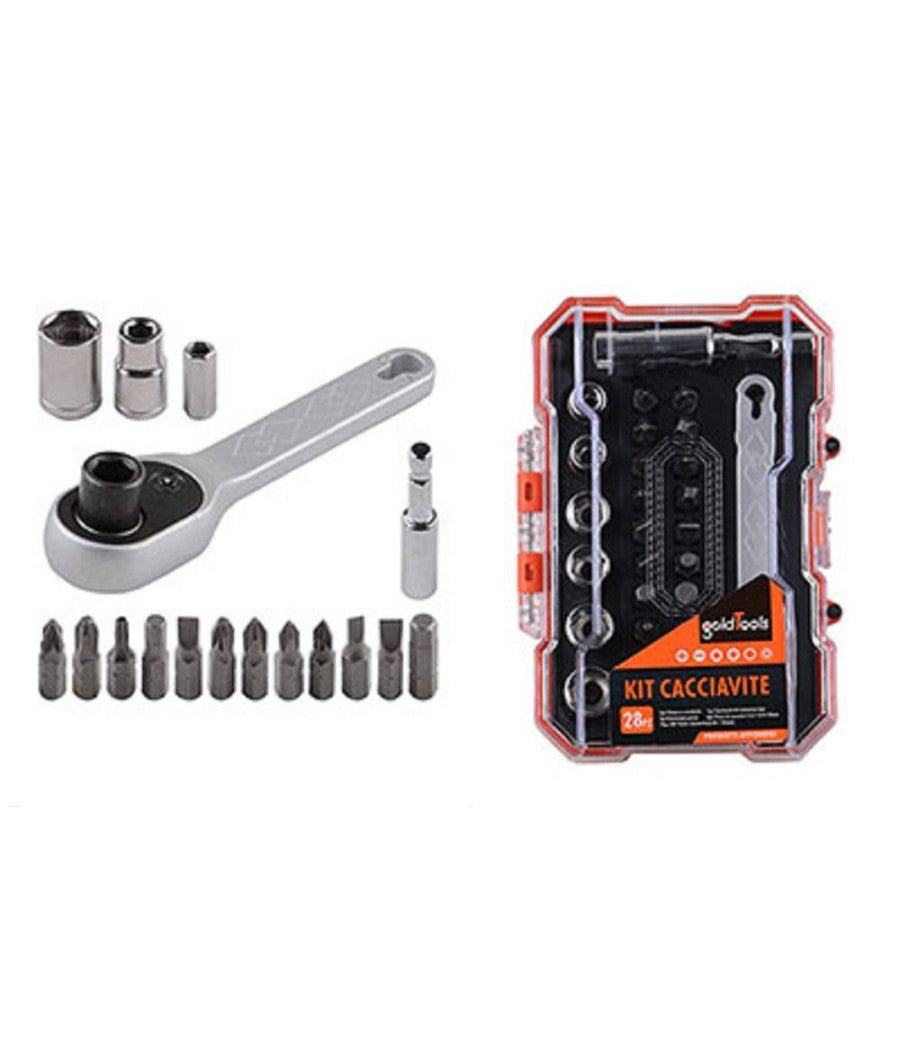 Kit Cacciavite Cricchetto Multiuso 28pz Magnetico Con Teste Intercambiabili 92186         