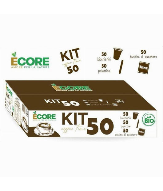 Kit Caffè 150 Pz Coffee Time Con 50 Bicchierini 50 Bustine Zucchero 50 Palettine         
