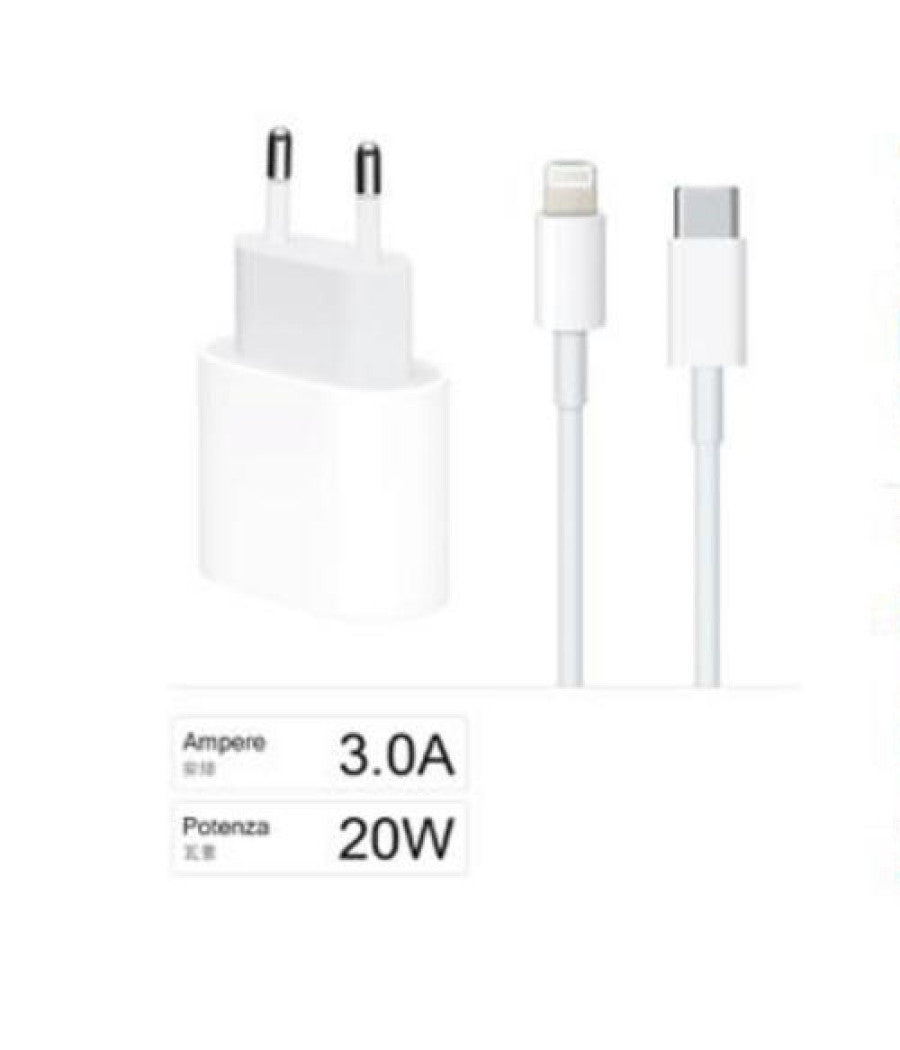 Kit Caricabatteria Caricatore Cavo Lightning 20 Watt 3000ma Smartphone Ca-s047         