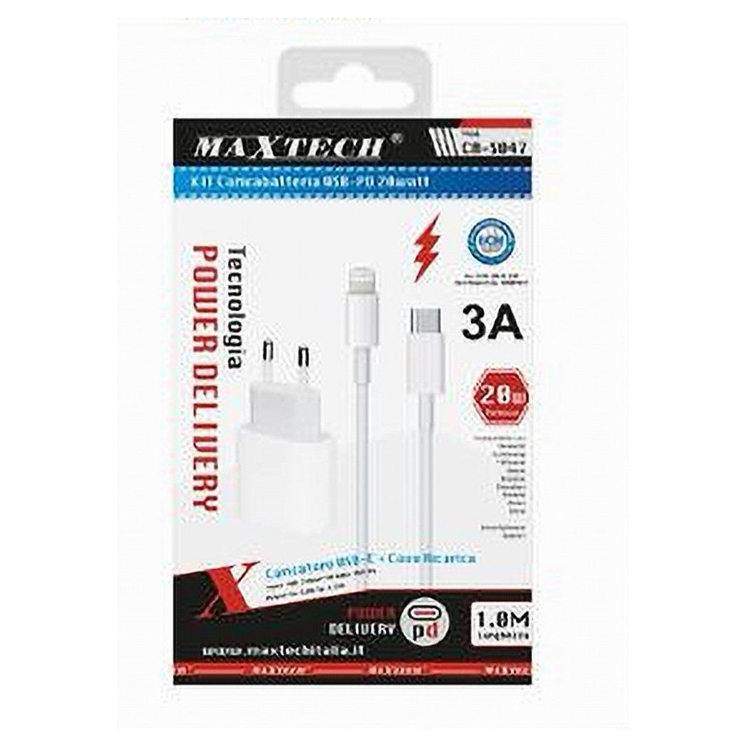 Kit Caricabatteria Caricatore Cavo Lightning 20 Watt 3000ma Smartphone Ca-s047         