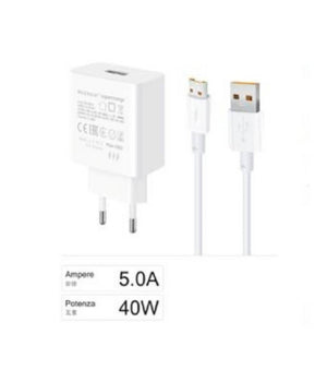 Kit Caricabatteria Caricatore Usb Ricarica Rapida 40w Cavo Micro Usb 5a Ca-s044         