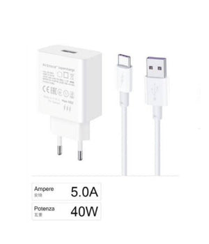 Kit Caricabatteria Usb Caricatore Cavo Type-c 40w Supercharge Smartphone Ca-s045         