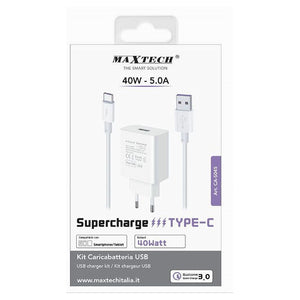 Kit Caricabatteria Usb Caricatore Cavo Type-c 40w Supercharge Smartphone Ca-s045         