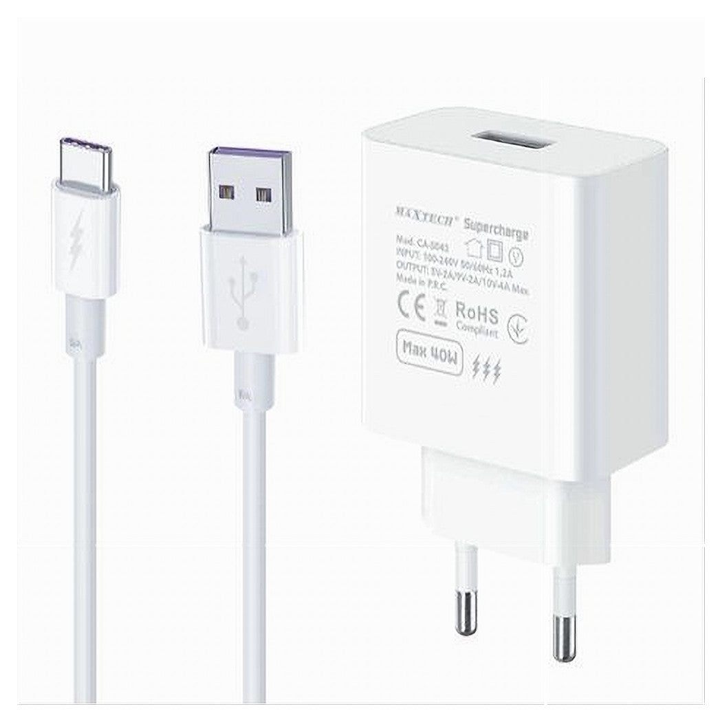 Kit Caricabatteria Usb Caricatore Cavo Type-c 40w Supercharge Smartphone Ca-s045         
