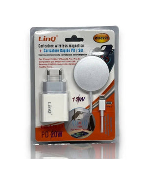 Kit Caricabatterie Ad Induzione Wireless Magnetico 15w+caricatore Rete Tipo-c Wx8228         