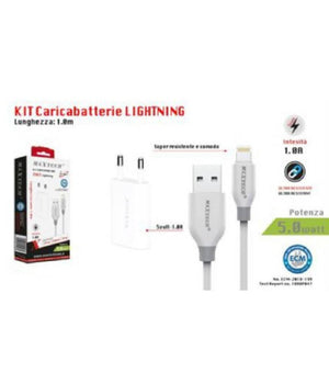 Kit Caricabatterie Caricatore Cavo Usb Lightning Iphone 1a 5w 1mt Ca-s041 Ricarica         