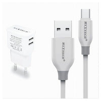 Kit Caricabatterie Da Muro 2 Porte Usb 2.1a + Cavo Micro Usb 1mt Maxtech Ca-s039         