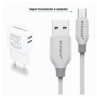 Kit Caricabatterie Da Muro 2 Porte Usb 2.1a + Cavo Micro Usb 1mt Maxtech Ca-s039         