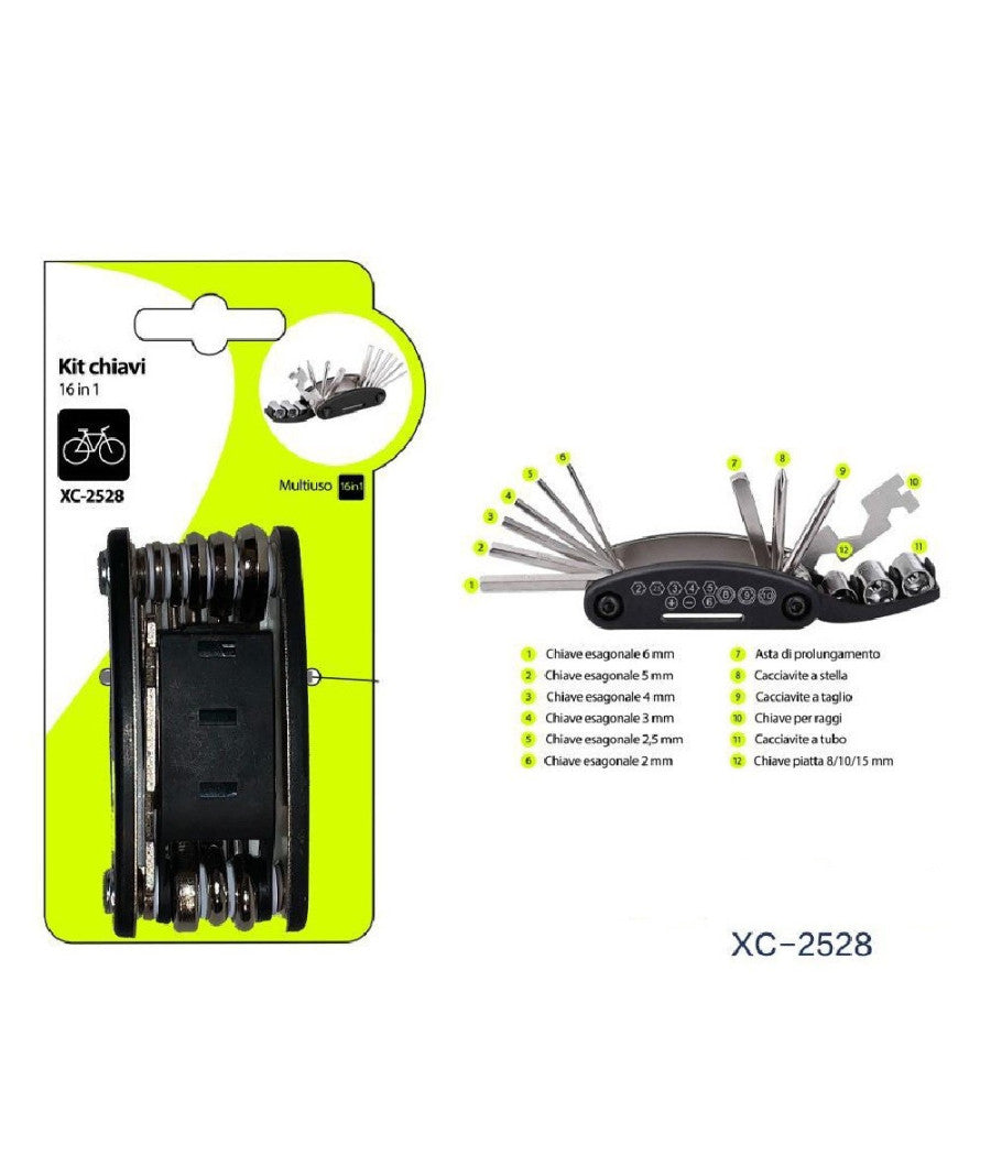 Kit Chiavi 16in1 Strumento Attrezzi Multiuso Riparazione Bici Bicicletta Xc-2528         
