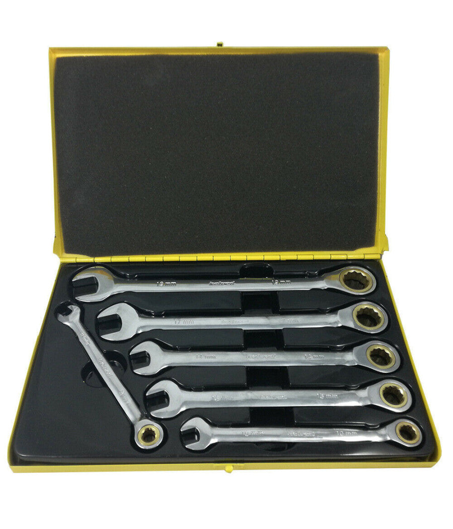 Kit Chiavi Combinate Fisse E A Cricchetto Helved Da 6 Pz Cromo Vanadio Hld10122         