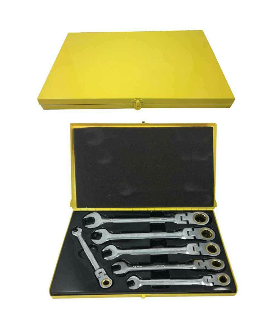 Kit Chiavi Combinate Fisse E A Cricchetto Testa Snodabile Helved Da 6pz Hld10123         