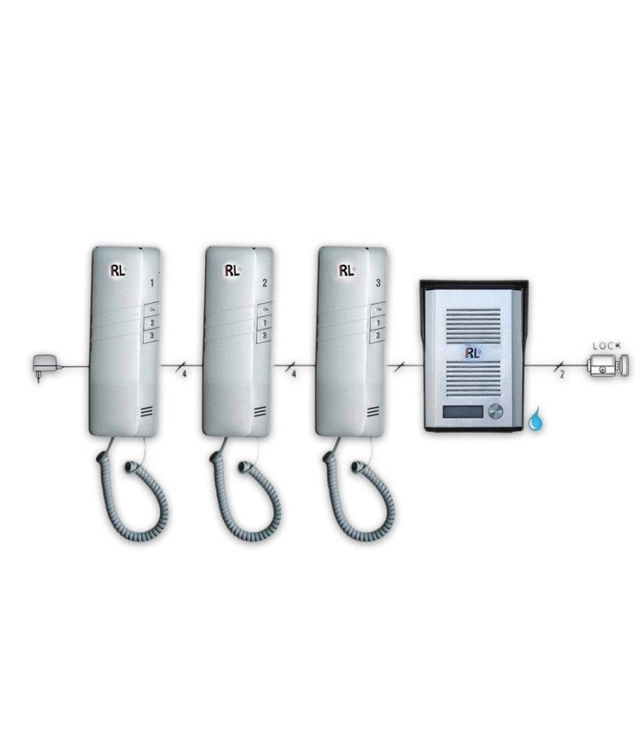 Kit Citofono Apriporta Cancello Tre Cornette 4 Fili Casa Ufficio Interfono         