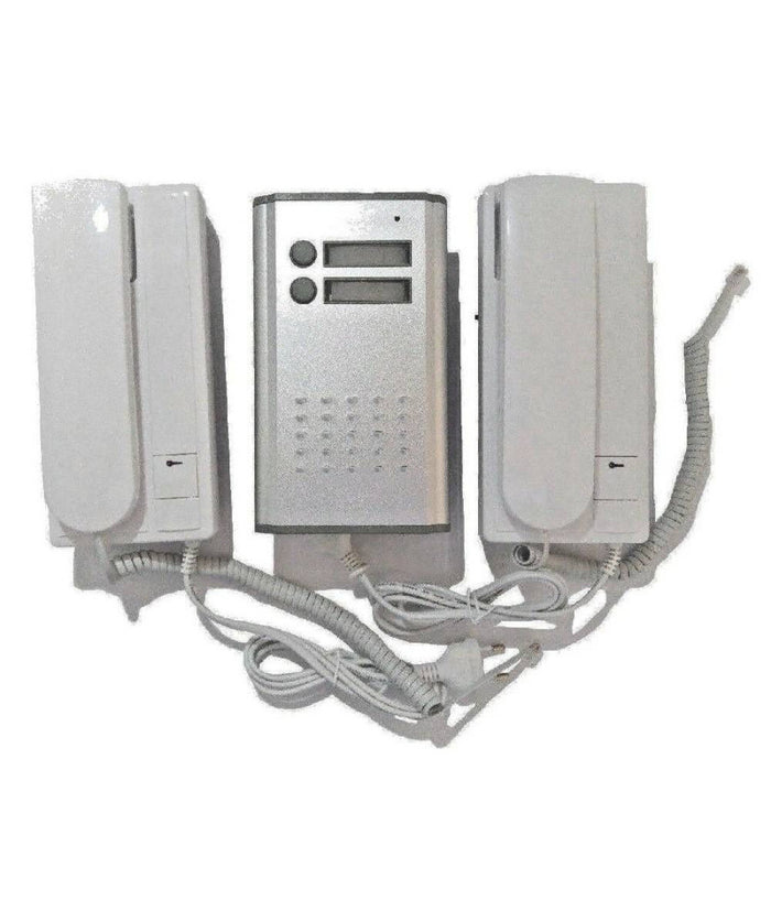Trade Shop - Kit Citofono Bifamiliare Apriporta Cancello 4 Fili Due Cornette -        