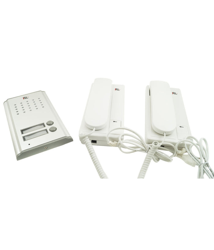 Kit Citofono Bifamiliare Cornetta Pulsante Apri Cancello 2 Citofoni Rl3208aa         