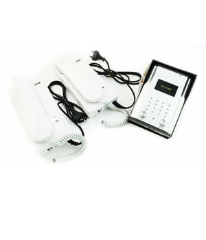 Kit Citofono Per 2 Famiglie Bifamiliare Apriporta Cancello 4 Fili Due Cornette         